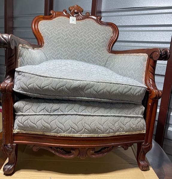 Antique chair 1920s chair with wood scroll trim